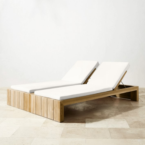 Teak outdoor chaise lounge