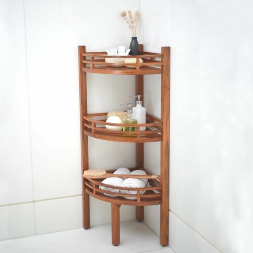 Teak wood corner shelf